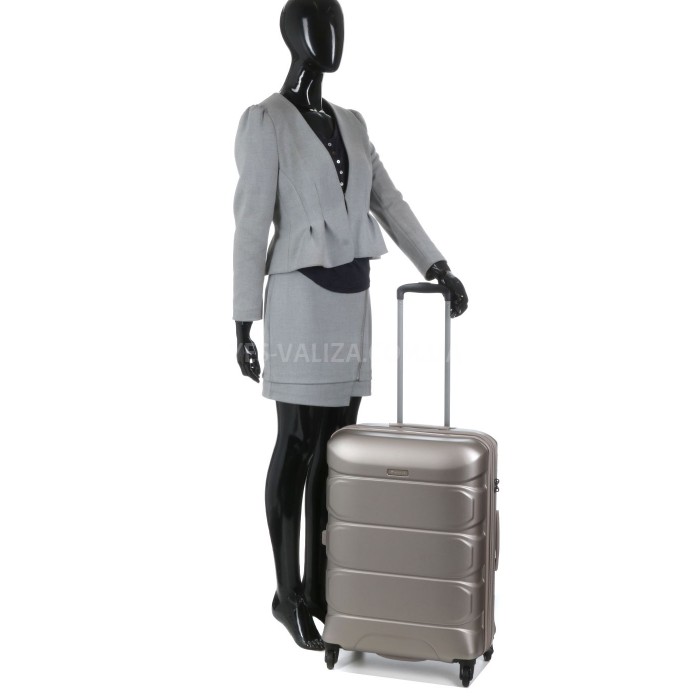 Чемодан средний M поликарбонат шампань 66х46х26+4/77л/3.6кг/Airtex 748, фото 16