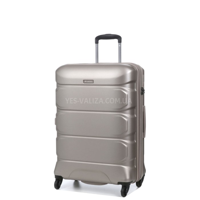 Валіза середня M полікарбонат шампань 66х46х26+4/77л/3.6кг/Airtex 748, фото 2