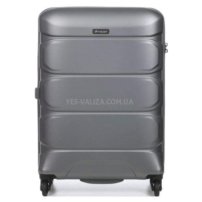 Чемодан средний M поликарбонат серый 66х46х26+4/77л/3.6кг/Airtex 748, фото 3