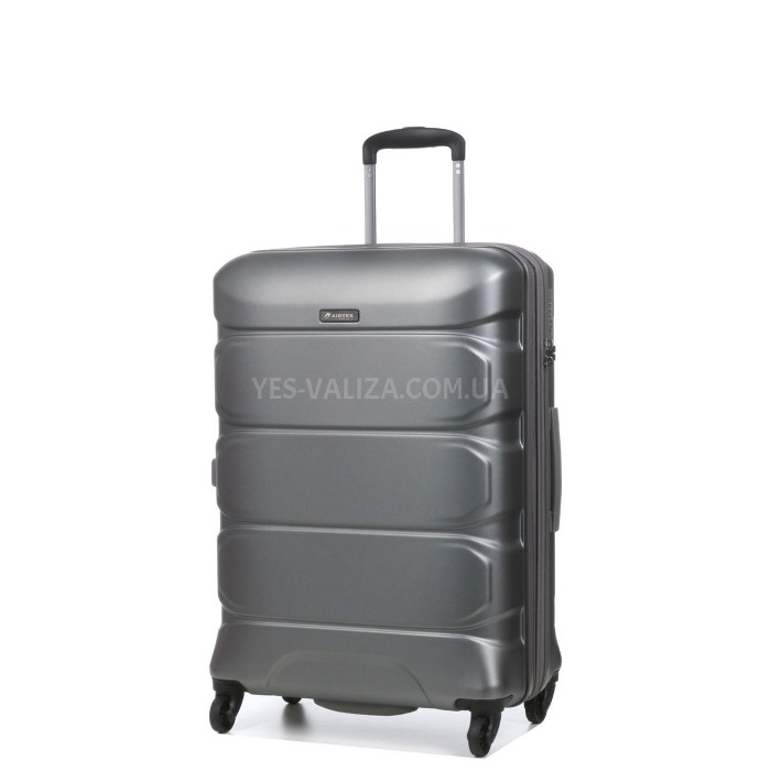 Валіза середня M полікарбонат сіра 66х46х26+4/77л/3.6кг/Airtex 748, фото 2
