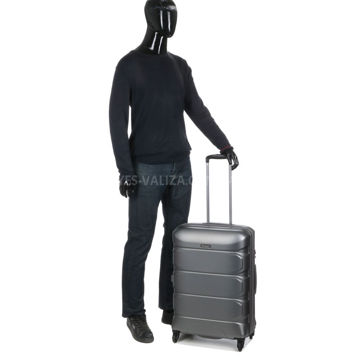 Валіза середня M полікарбонат сіра 66х46х26+4/77л/3.6кг/Airtex 748, фото 16