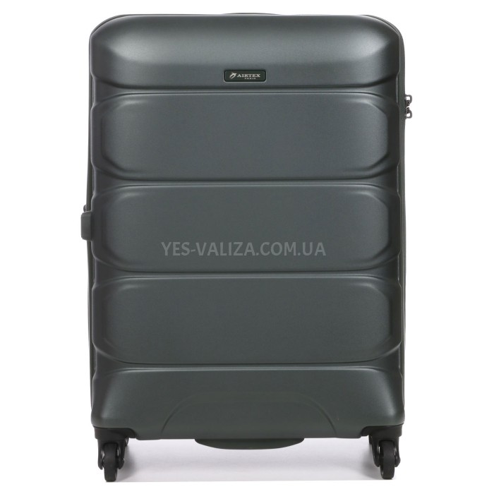 Чемодан средний M поликарбонат зелёный 66х46х26+4/77л/3.6кг/Airtex 748, фото 3