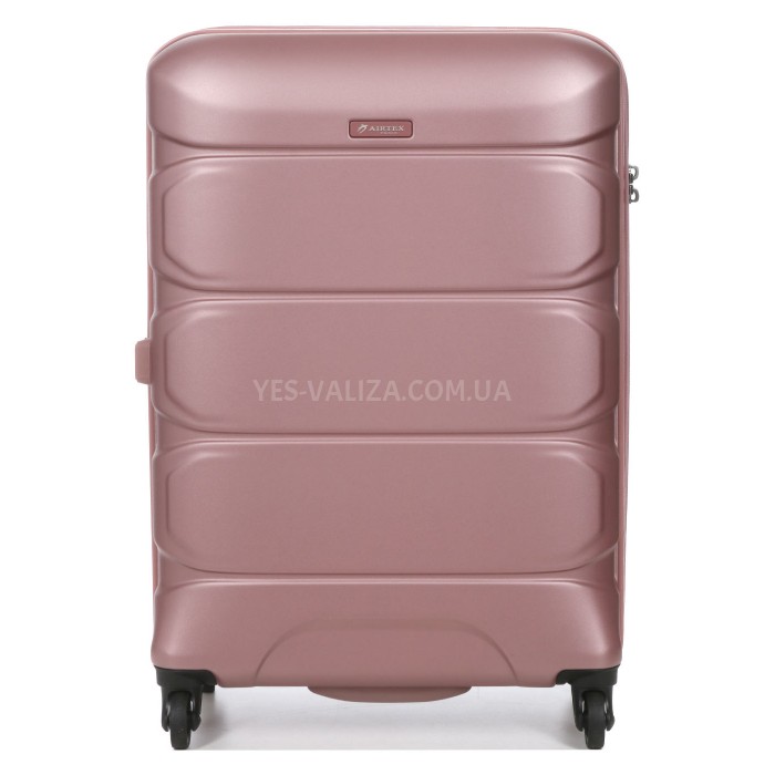 Чемодан средний M поликарбонат розовый 66х46х26+4/77л/3.6кг/Airtex 748, фото 3