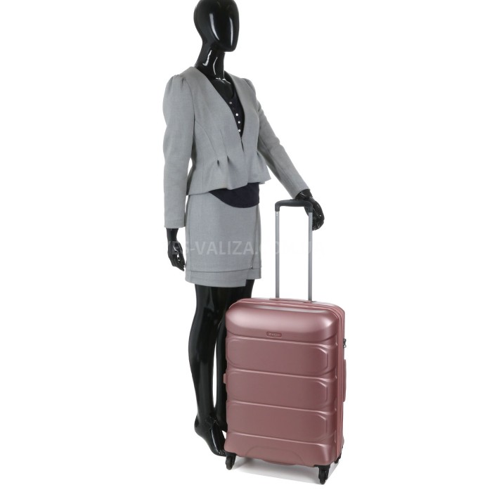 Валіза середня M полікарбонат рожева 66х46х26+4/77л/3.6кг/Airtex 748, фото 16