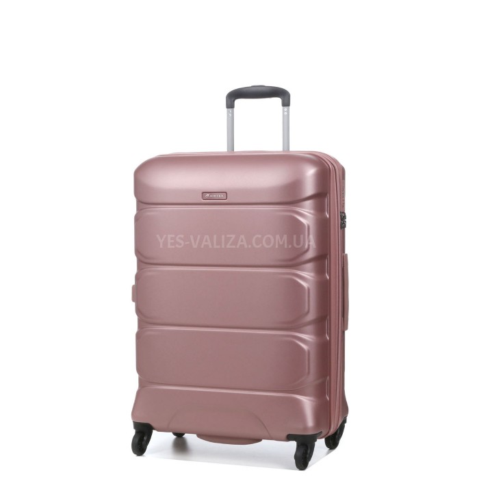 Валіза середня M полікарбонат рожева 66х46х26+4/77л/3.6кг/Airtex 748, фото 1