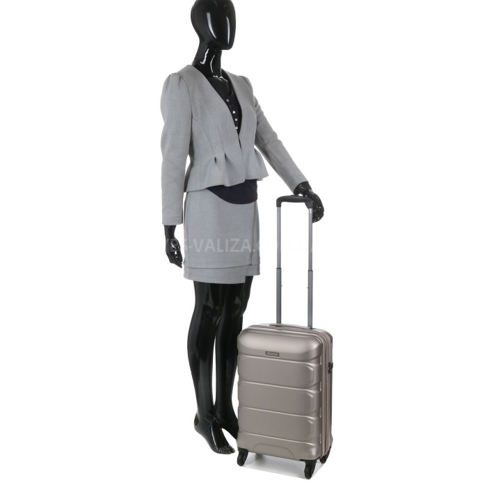 Валіза мала S полікарбонат шампань 55х35х21+4/40л/2.75кг/Airtex 748, фото 16