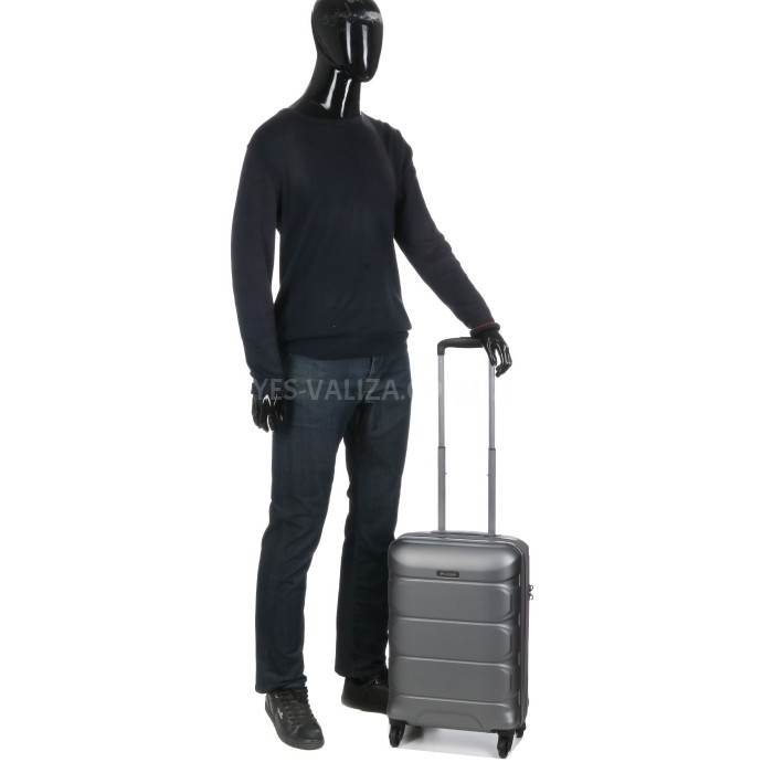 Чемодан малый S поликарбонат серый 55х35х21+4/40л/2.75кг/Airtex 748, фото 16