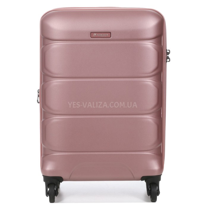 Чемодан малый S поликарбонат розовый 55х35х21+4/40л/2.75кг/Airtex 748, фото 3