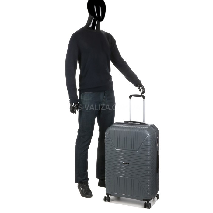 Чемодан большой L полипропилен серый 75х49х30/96л/4.1кг/Worldline 291, фото 11