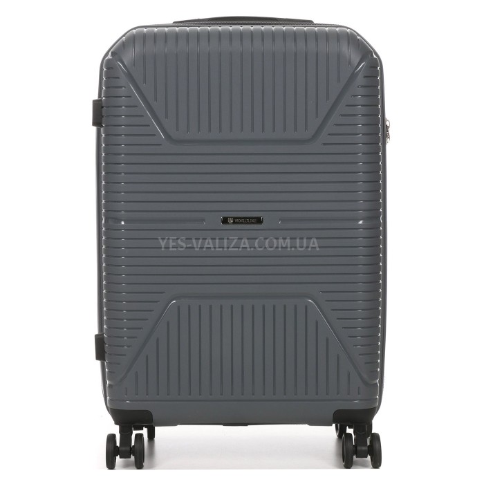 Чемодан средний М полипропилен серый 65х44х26см/62л/3.3кг/Worldline291, фото 3