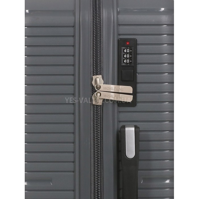 Чемодан средний М полипропилен серый 65х44х26см/62л/3.3кг/Worldline291, фото 11