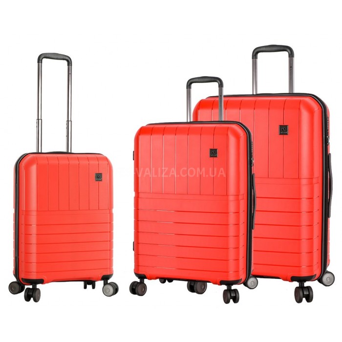 Набор чемоданов Франция (L M S-3шт) полипропилен красный/Snowball 39403, фото 1