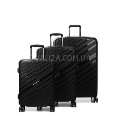 Набор чемоданов Франция (L M S-3шт) полипропилен чёрный/Airtex 229