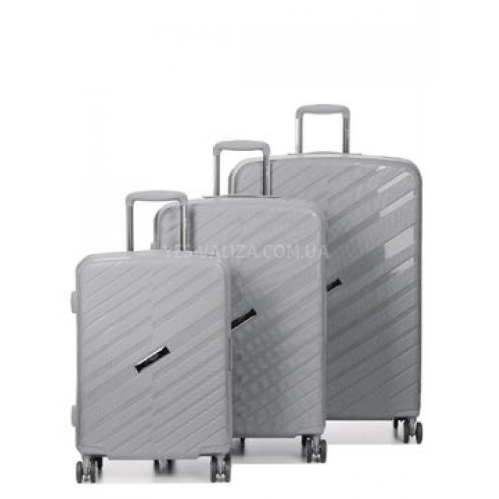 Набір валіз Франція (L M S-3шт) поліпропілен сірий/Airtex 229, фото 1