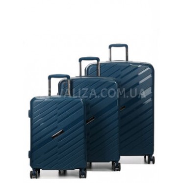 Набор чемоданов Франция (L M S-3шт) полипропилен синий/Airtex 229