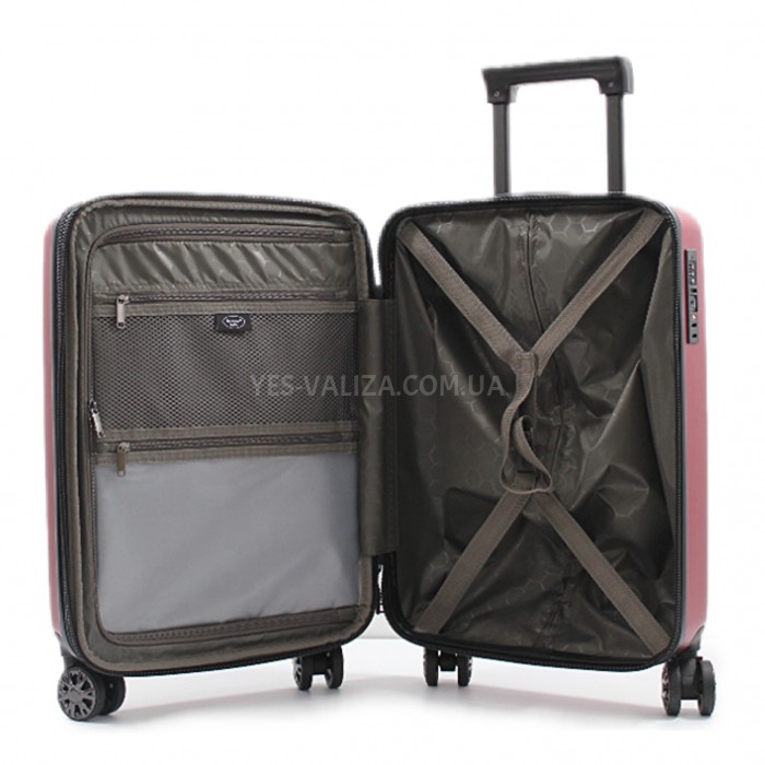 Валіза мала S полікарбонат червон 55х35х20+5/43л/2.85кг/Airtex 231, фото 9