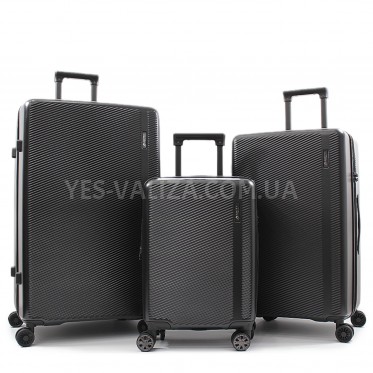 Набір валіз Франція (L M S-3шт) полікарбонат чорний/Airtex 231