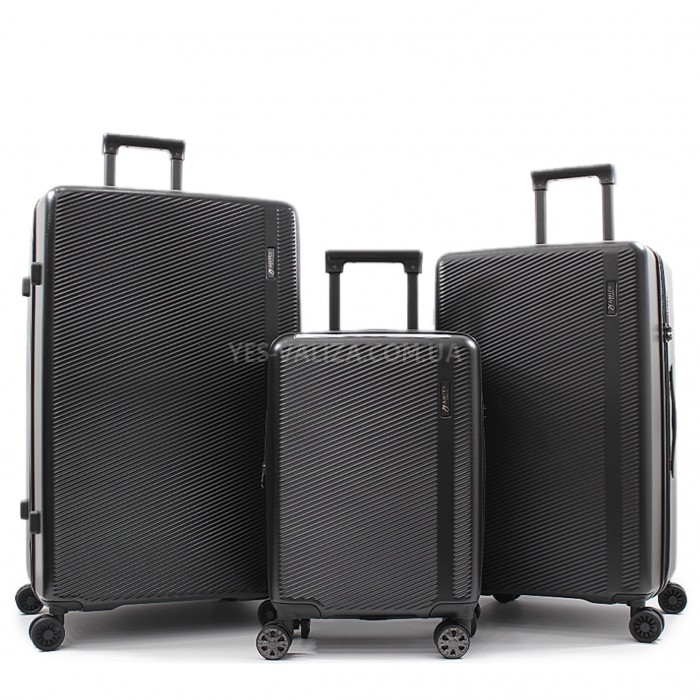 Набір валіз Франція (L M S-3шт) полікарбонат чорний/Airtex 231, фото 1