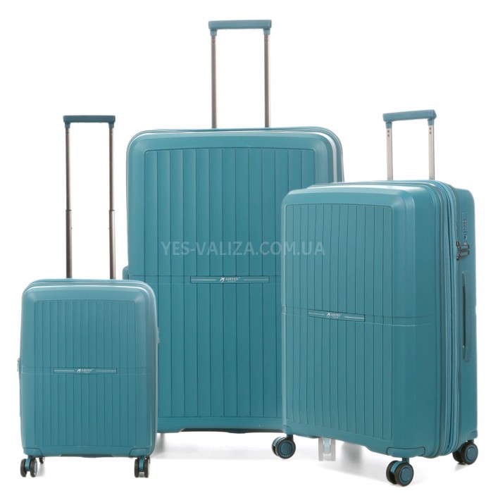 Набор чемоданов Франция (L M S-3шт) полипропилен зелёный/Airtex 249, фото 10