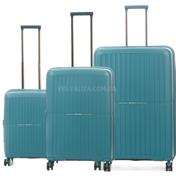 Набір валіз Франція (L M S-3шт) поліпропілен зелений/Airtex 249, фото 1