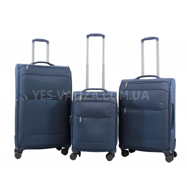Набір валіз Франція (L M S-3шт) тканина синій/Airtex 839