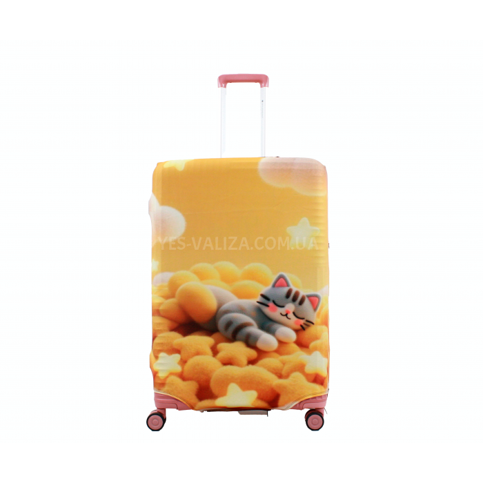 Чохол для валізи Польща великий L тканина (дайвінг) котик/Fly 678-28, фото 3