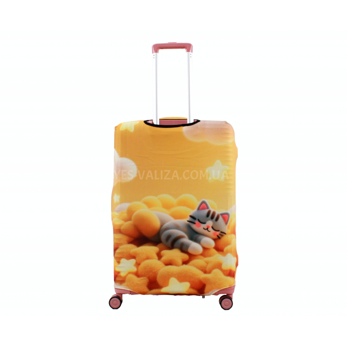 Чохол для валізи Польща великий L тканина (дайвінг) котик/Fly 678-28, фото 2