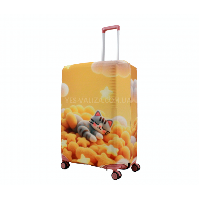 Чохол для валізи Польща великий L тканина (дайвінг) котик/Fly 678-28, фото 1