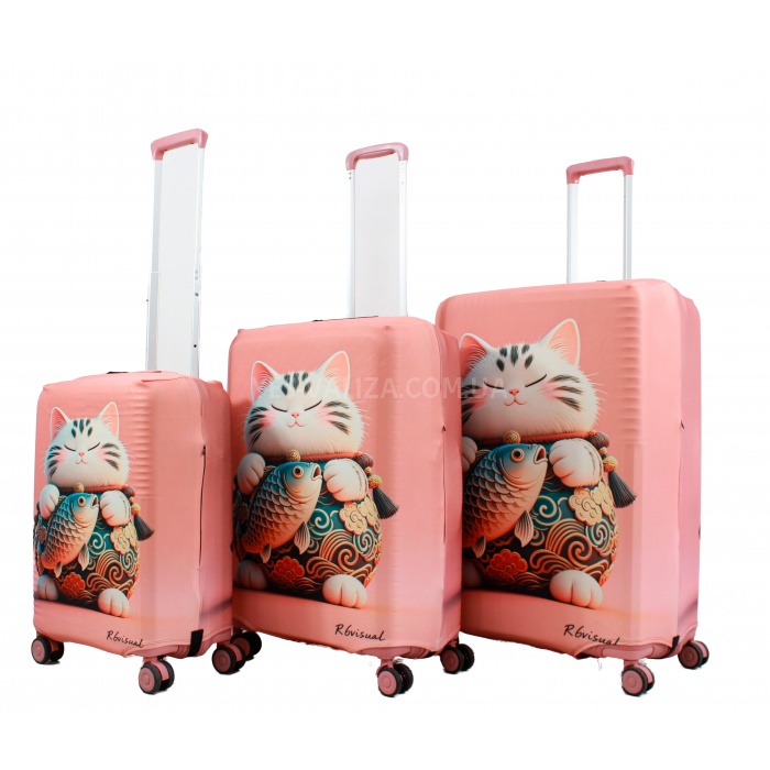 Чехол для чемодана Польша средний М ткань (дайвинг) кот /Fly 816-24, фото 7