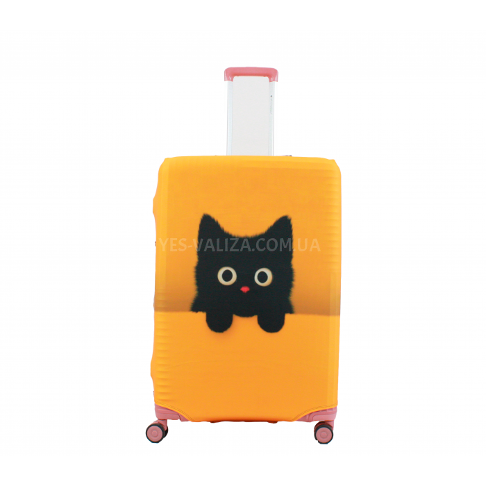 Чохол для валізи Польща великий L тканина (дайвінг) ч.кіт /Fly 977-28, фото 2