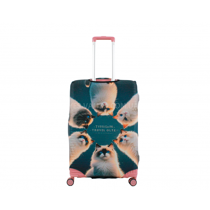 Чохол для валізи Польща великий L тканина (дайвінг) коти /Fly 556-28, фото 3