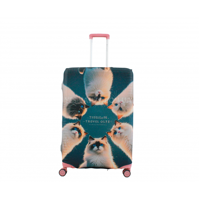 Чехол для чемодана Польша большой L ткань (дайвинг) коты /Fly 556-28, фото 2