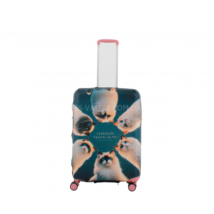 Чохол для валізи Польща середній М (дайвінг) коти /Fly 556-24, фото 2