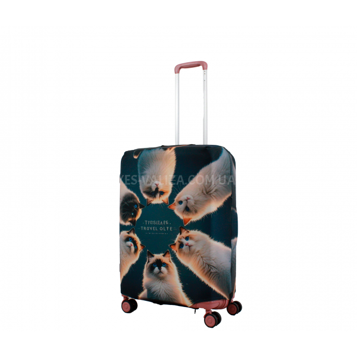 Чехол для чемодана Польша средний М ткань (дайвинг) коты /Fly 556-24, фото 1