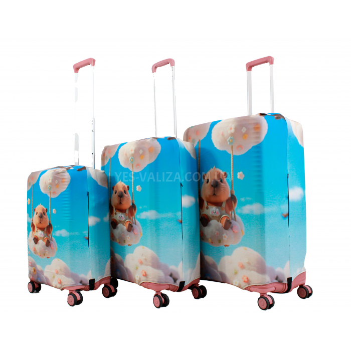 Чохол для валізи Польща великий L тканина (дайвінг) хомяк /Fly 263-28, фото 7