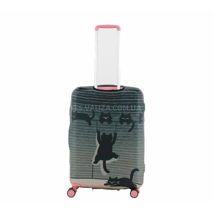 Чехол для чемодана Польша средний М ткань (дайвинг) ч.коты /Fly 295-24, фото 3