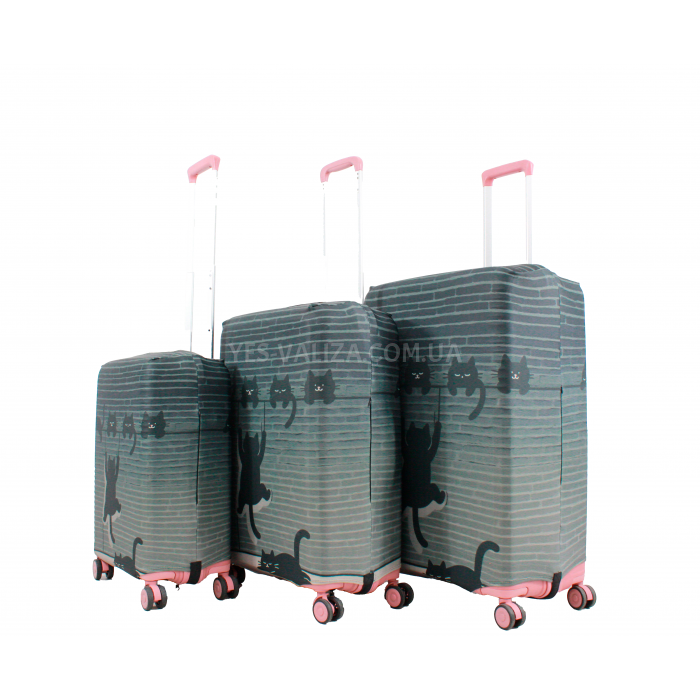Чехол для чемодана Польша малый S ткань (дайвинг) ч.коты /Fly 295-20, фото 7