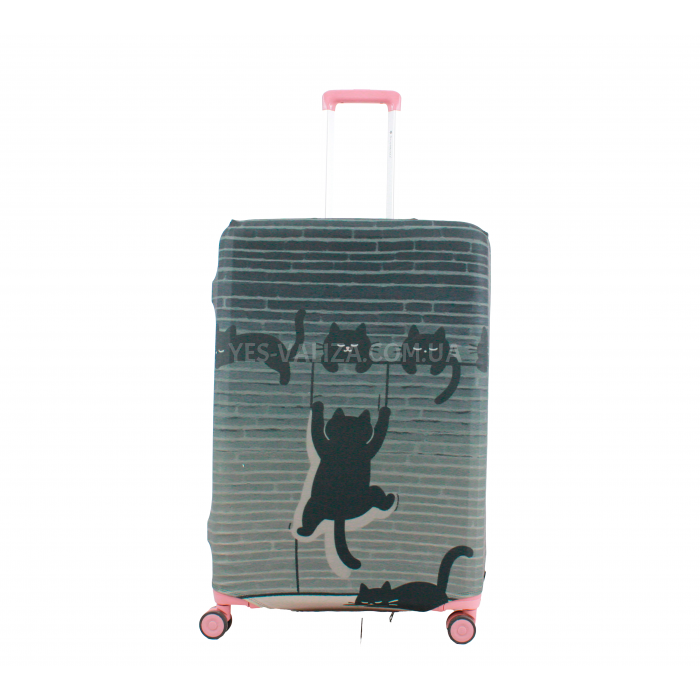 Чехол для чемодана Польша большой L ткань (дайвинг) ч.коты /Fly 295-28, фото 2