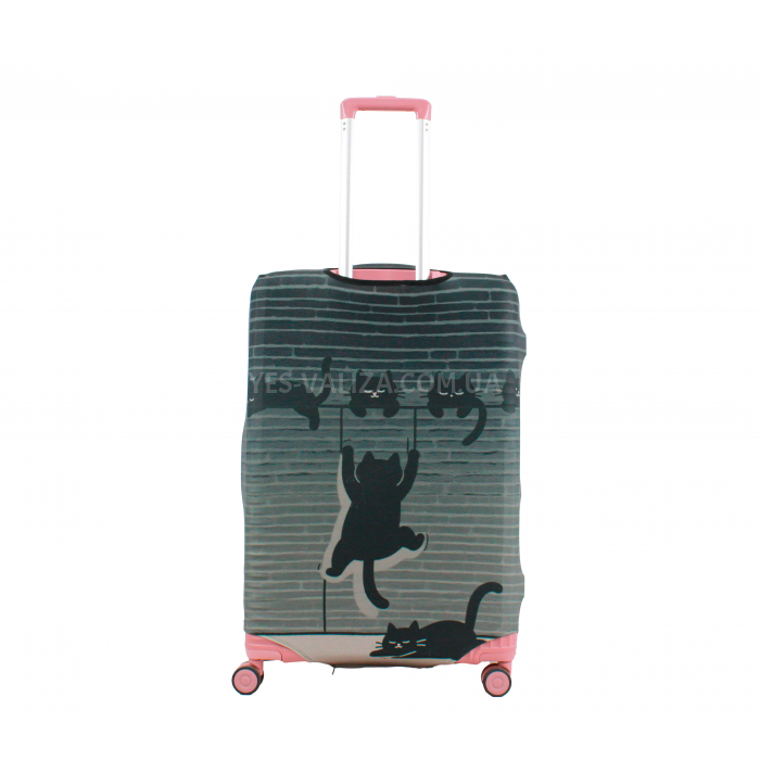 Чохол для валізи Польща великий L тканина (дайвінг) ч.коти /Fly 295-28, фото 3