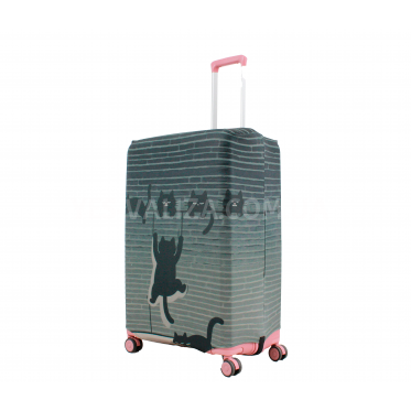 Чехол для чемодана Польша большой L ткань (дайвинг) ч.коты /Fly 295-28
