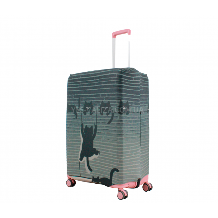 Чехол для чемодана Польша большой L ткань (дайвинг) ч.коты /Fly 295-28, фото 1