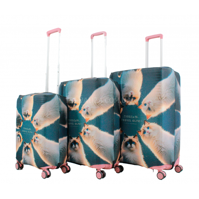 Чехол для чемодана Польша малый S ткань (дайвинг) FLY 566-20 коты, фото 7