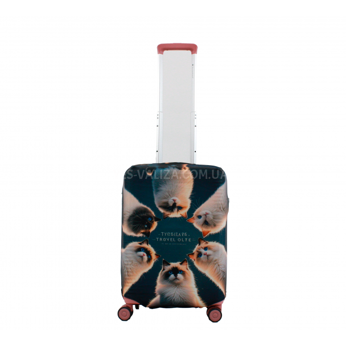 Чохол для валізи Польща малий S тканина (дайвінг) FLY 566-20 коти, фото 3