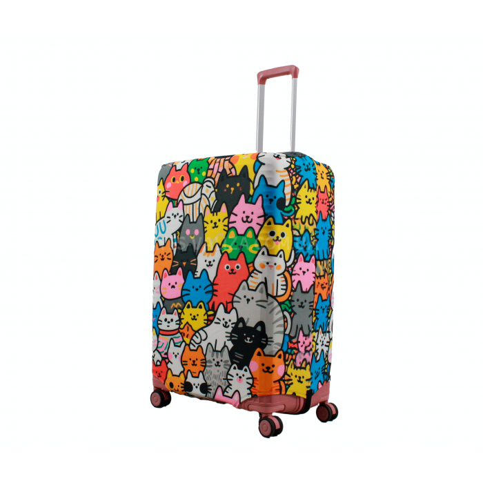 Чохол для валізи Польща великий L тканина (дайвінг) коти /Fly 207-28, фото 1