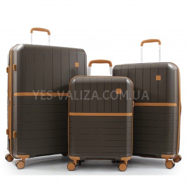 Набір валіз Франція (L M S-3шт) поліпропілен кава/Snowball 49403