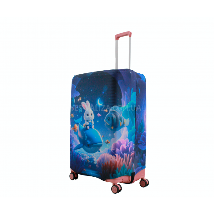 Чохол для валізи Польща великий L тканина (дайвінг) кити /Fly 841-28, фото 1