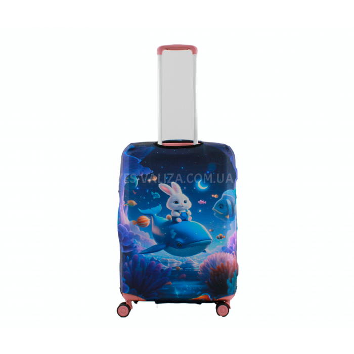 Чехол для чемодана Польша средний М ткань (дайвинг) киты /Fly 841-24, фото 3
