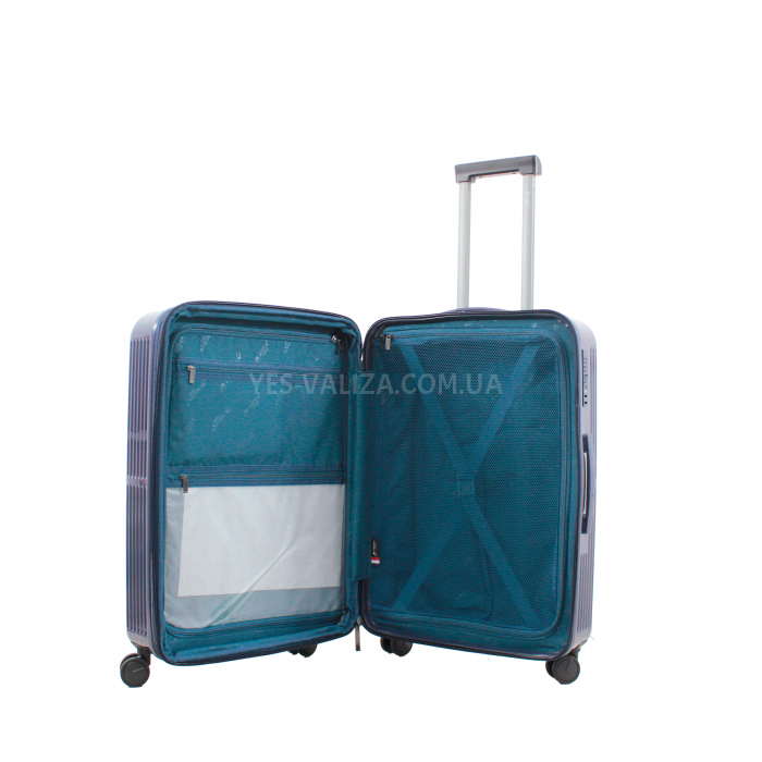 Чемодан средний M поликарбонат синий 65х45х28+3/77л/3.7кг/Airtex 747, фото 9