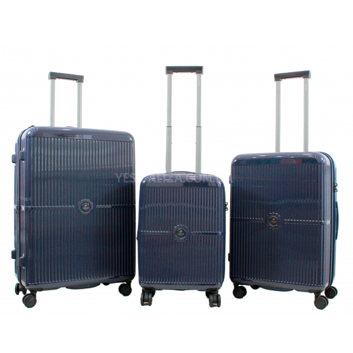 Набір валіз Франція (L M S-3шт) полікарбонат синій/Airtex 747, фото 1
