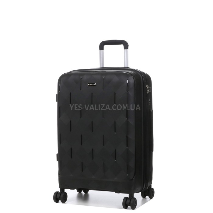 Валіза середня М поліпропілен чорний 65х45х28+3/75л/3.8кг/Worldline295, фото 2
